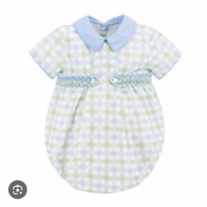 Dondolo NWT 18month bubble Blue & Green Gingham Baby One-Piece Romper
